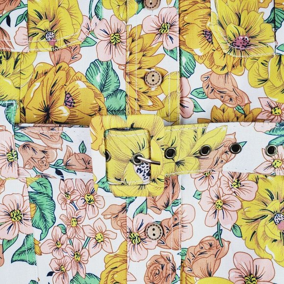 La' Ros Poppy Belted Peplum Mini Pocket Button-up Collared Dress, Sz S - Picture 9 of 12